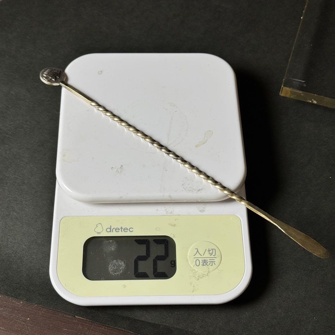 銀製マドラー　刻印付　22g 作家物　専用木箱付き　シルバー刻印