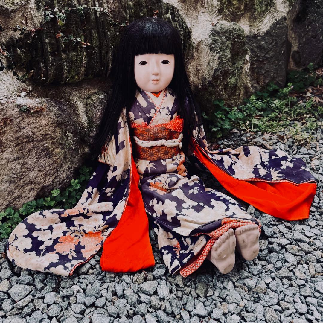 市松人形 明治〜大正 1868年～ 三つ折れ 光月 銘 印 65㎝ 18号 月姫