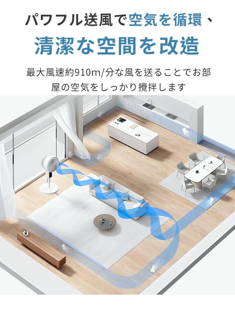 サーキュレーター 扇風機 DCモーター 3段階 空気循環 静音 32畳対応 白