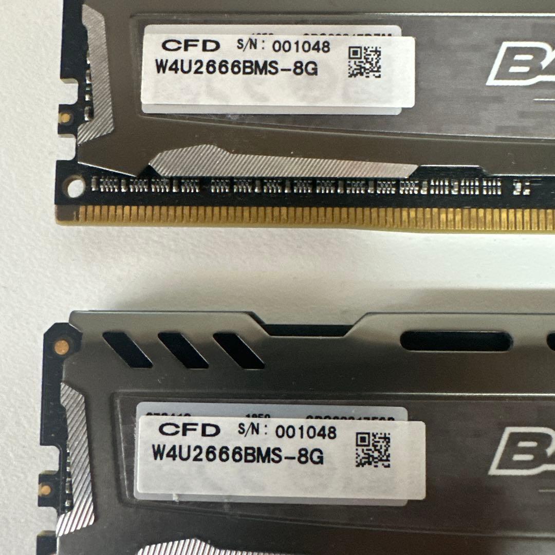メモリー crucial Ballistix 16gb 8GB x2 ddr4 2666