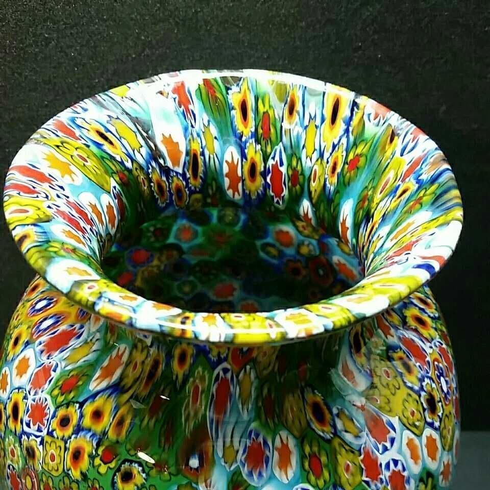 MURANO 25.5㎝ ムラノ ミルフィオリ 花瓶 オブジェ ヴェネチアン