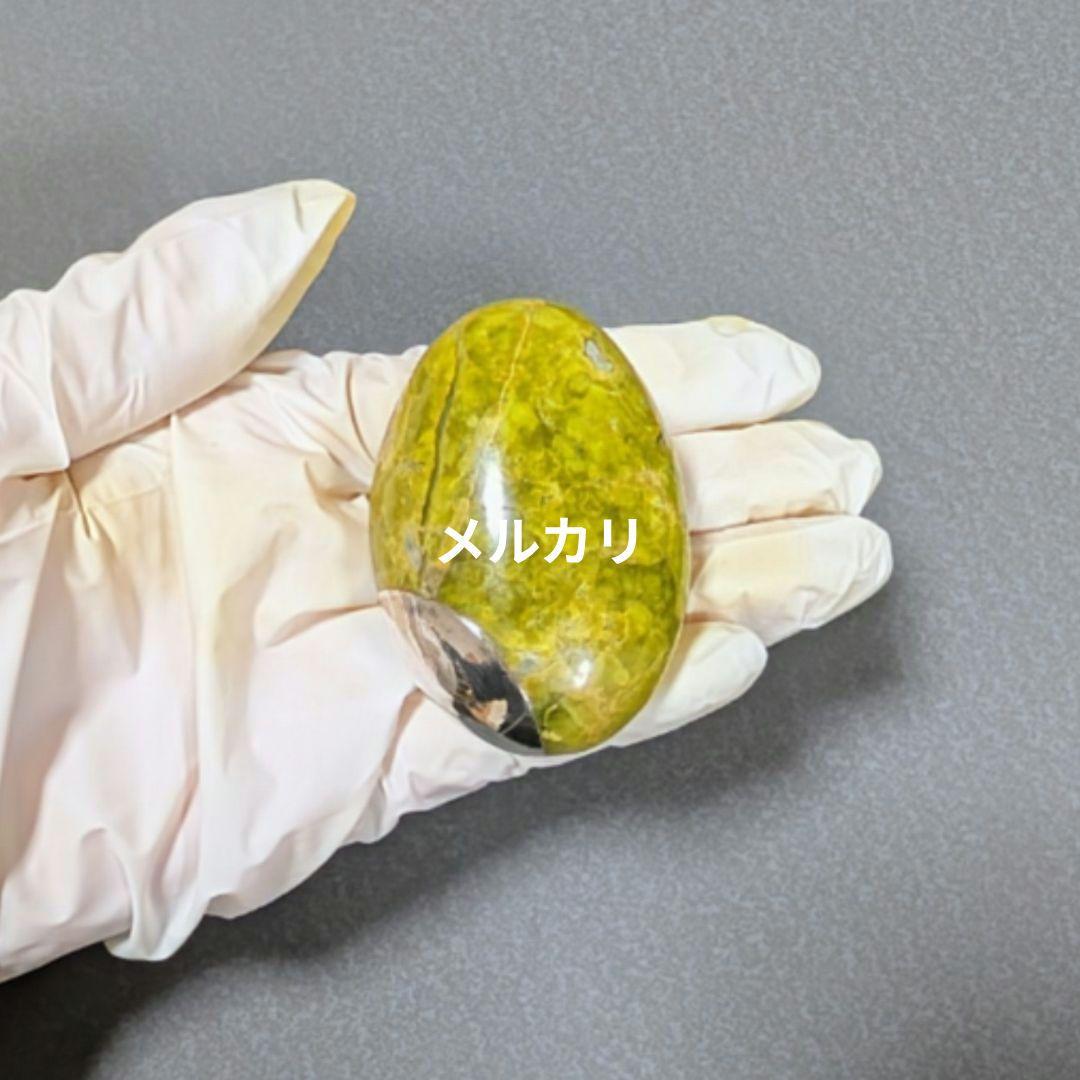 ​【純銀使用】グリーンオパール マッサージストーン 握り石 一点物