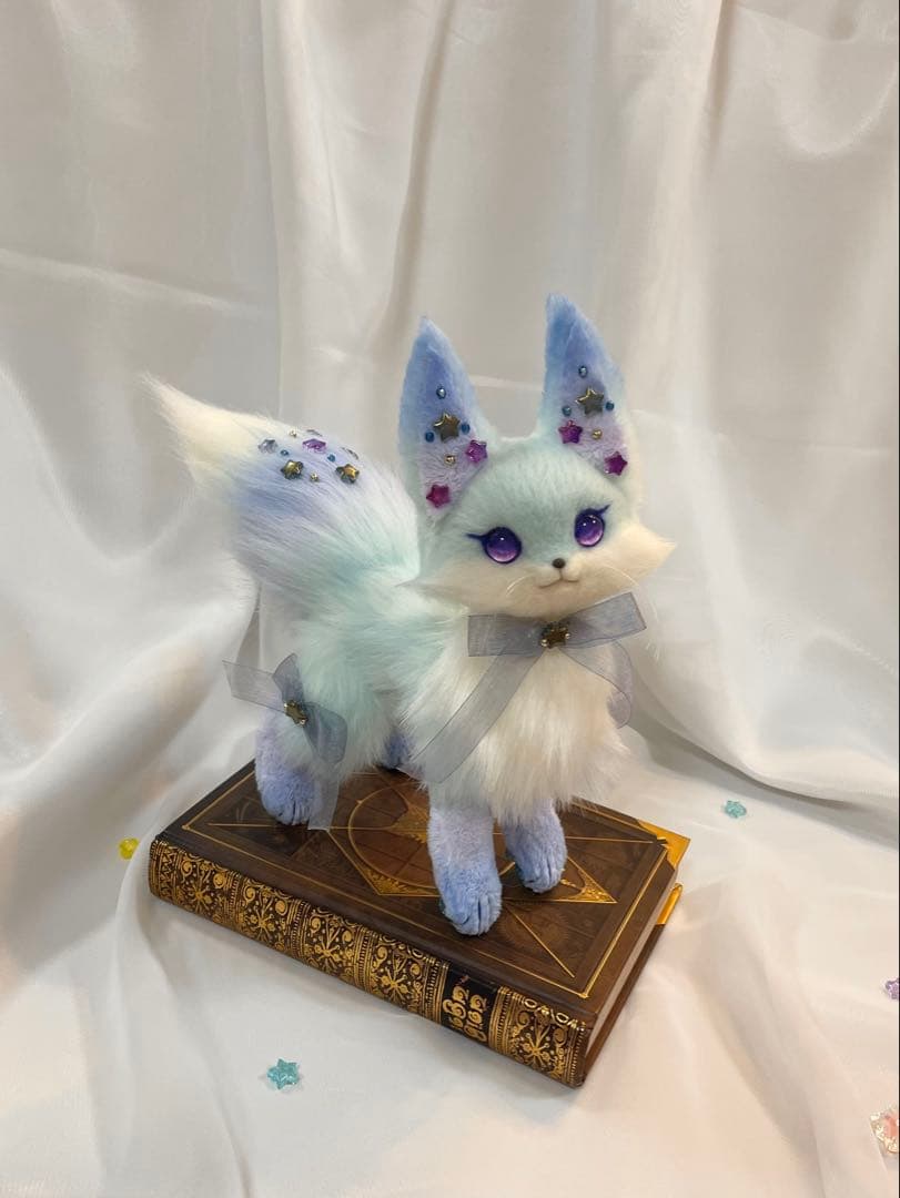 ルルチェ•リリィ　オーロラ×ブルー　羊毛フェルト　ハンドメイド　ぬいぐるみ