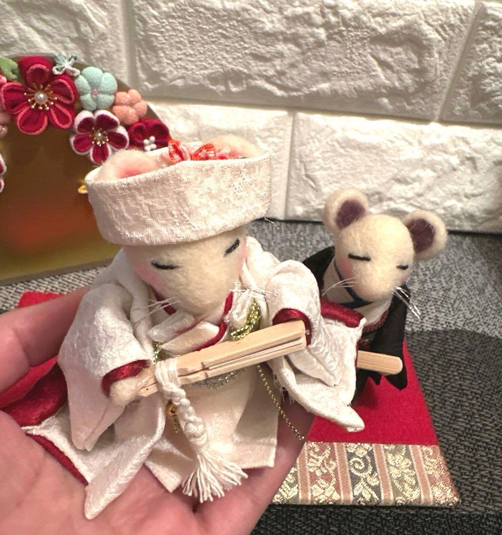 羊毛フェルト ★ねずみの婚礼 白無垢★ 創作人形 ハンドメイド