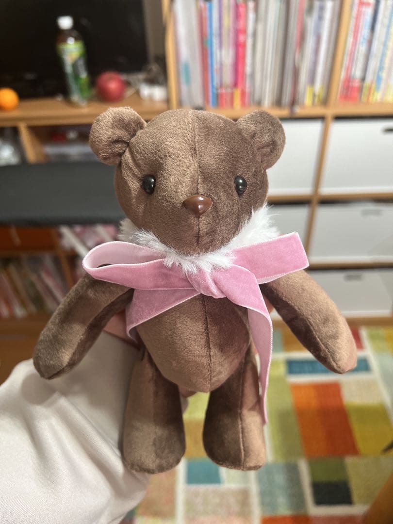 一点もの　仲良しブラウンとピンクのクマのぬいぐるみ　テディベア　ペアセット
