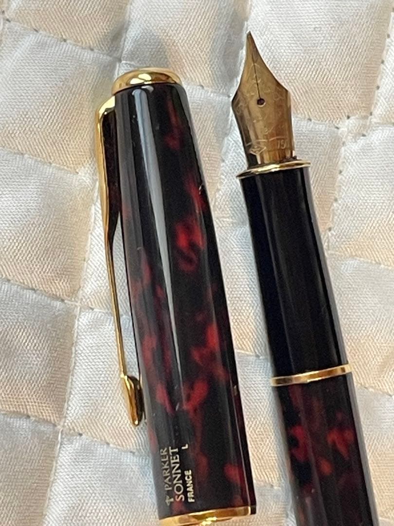 ペン先18k パーカー 万年筆 ソネット レッドマーブル色 PARKER