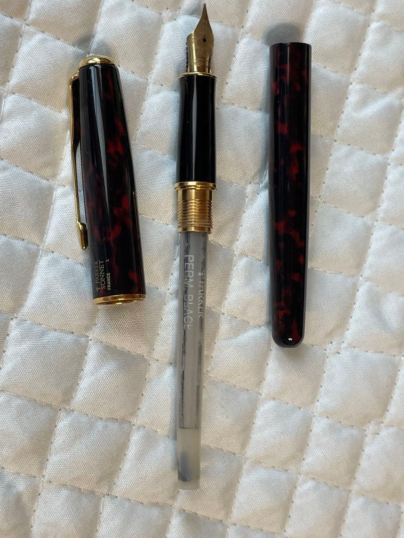 ペン先18k パーカー 万年筆 ソネット レッドマーブル色 PARKER