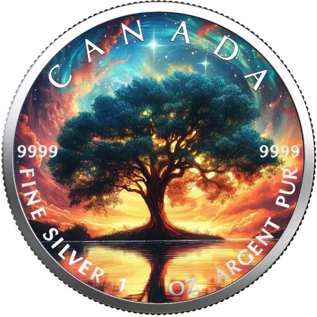 メイプルリーフ 銀貨 カラー Tree of Life 生命の樹 1オンス
