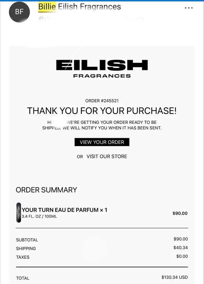 YOUR TURN 香水　Billie Eilish Fragrance