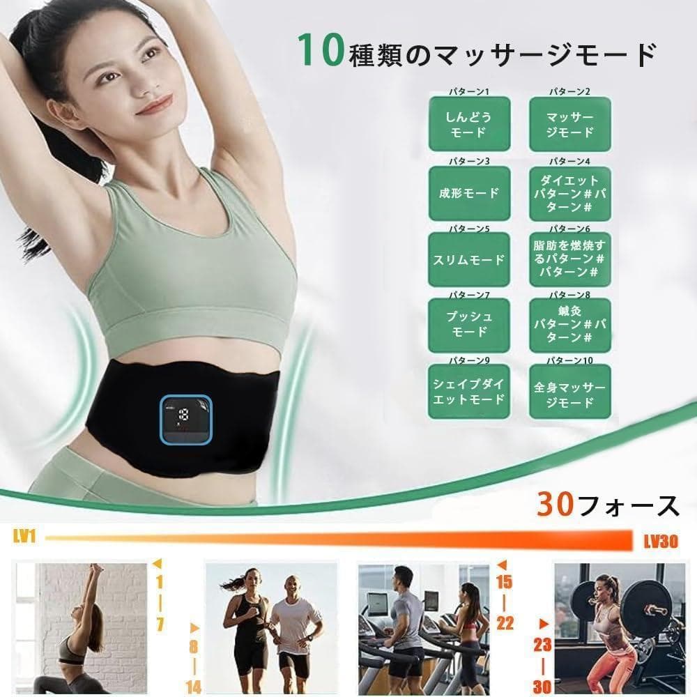 EMS 腹筋ベルト 最強モデル ジェルシート不要 腹筋 ステンレス電極パッド