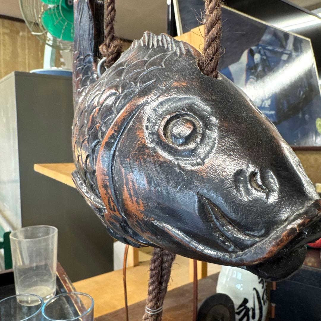 木彫 囲炉裏 自在鉤 魚横木 魚木 古民家 アンティーク 骨董品 和風インテリア