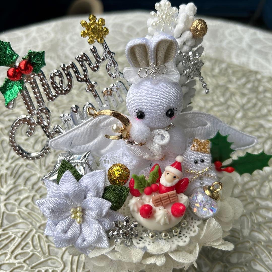 ハンドメイド❣️エンゼルちゃんのホワイトクリスマス❣️クリスマスアレンジ❣️