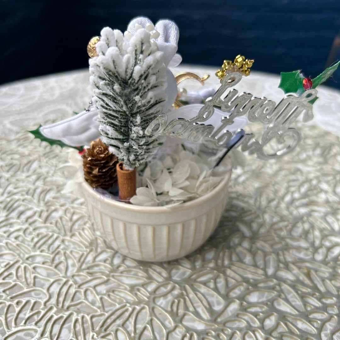 ハンドメイド❣️エンゼルちゃんのホワイトクリスマス❣️クリスマスアレンジ❣️