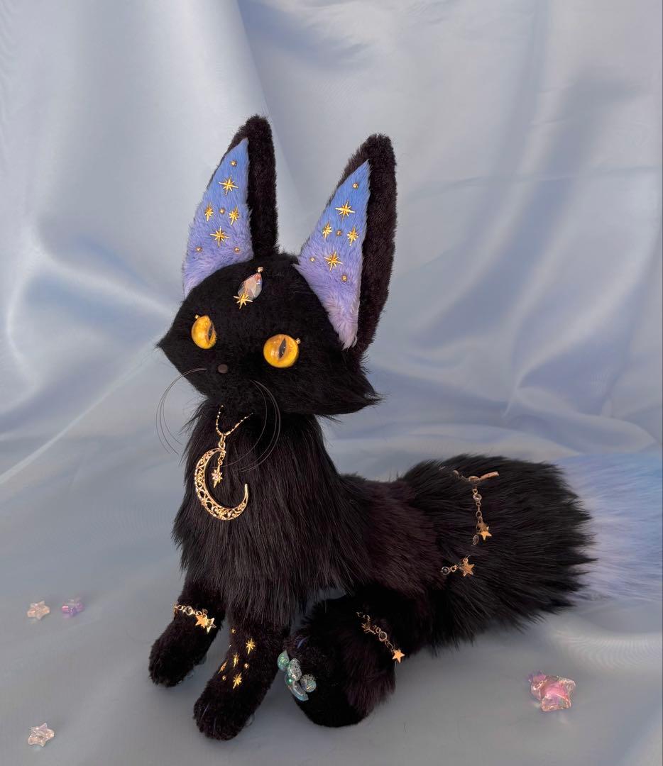 ルルチェ•リリィ　オーロラ×ブラック　羊毛フェルト　ぬいぐるみ　ハンドメイド
