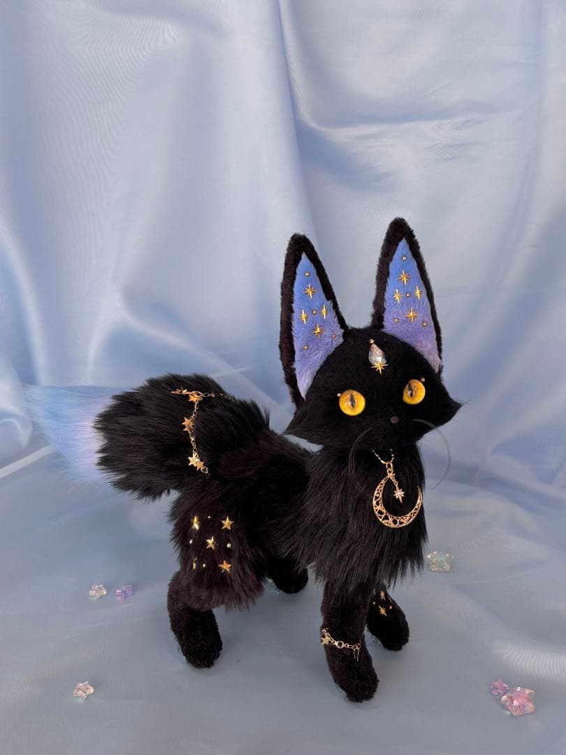 ルルチェ•リリィ　オーロラ×ブラック　羊毛フェルト　ぬいぐるみ　ハンドメイド