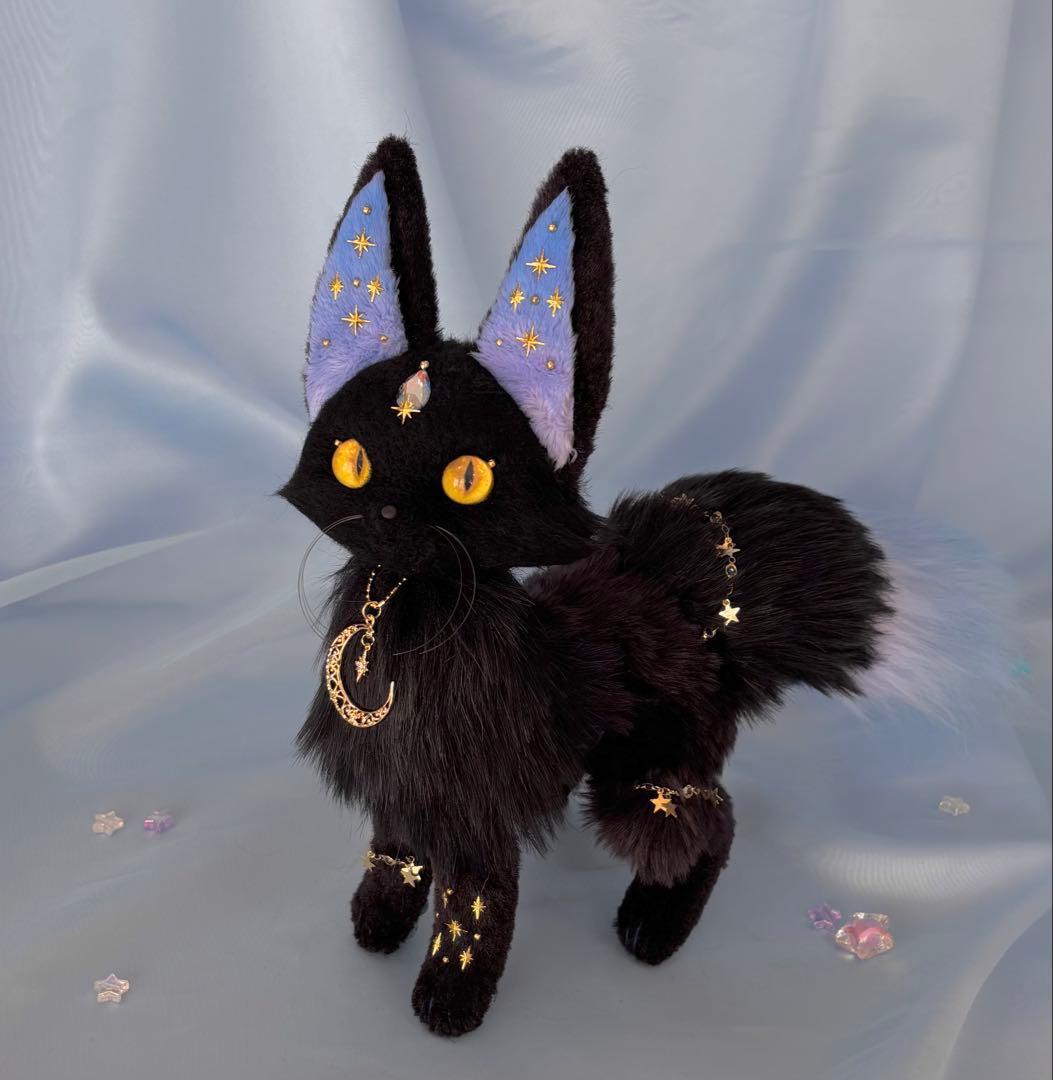 ルルチェ•リリィ　オーロラ×ブラック　羊毛フェルト　ぬいぐるみ　ハンドメイド