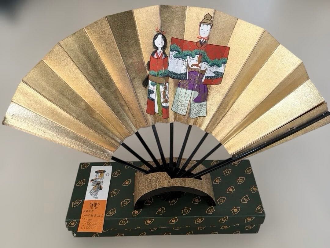 383◆【伊藤常商店】国産「飾り京扇子 舞扇子タイプ かぶと/立雛」