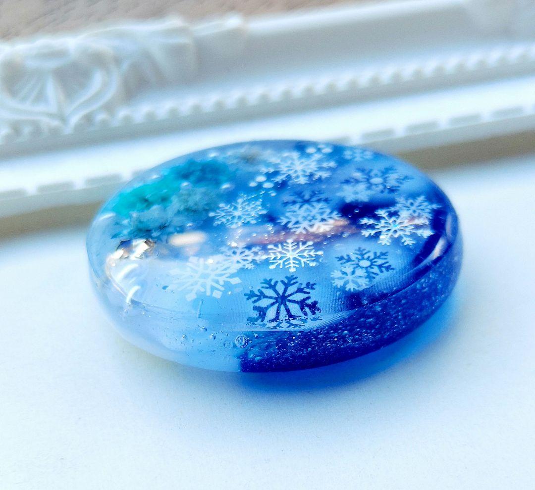 【1374】レジン　雪の結晶　ヘアゴム　ポニーフック　ブロ―チ　ハンドメイド