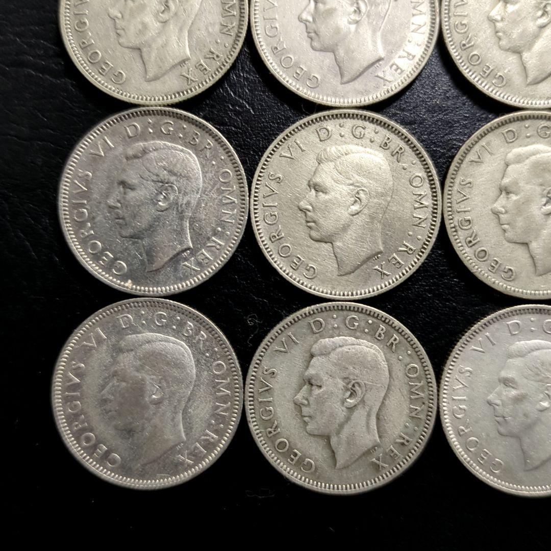 イギリス　スコットランド様式　９枚年号連続１シリング銀貨