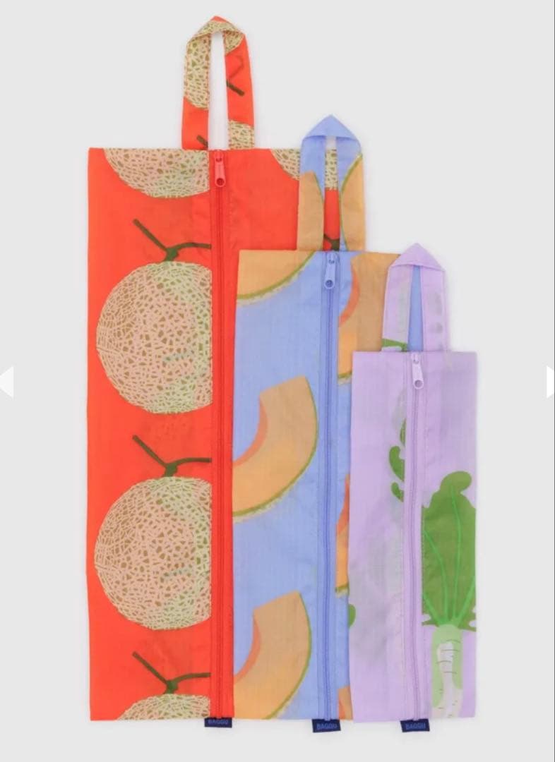【新品未使用】BAGGU/３Ｄジップセット/メロン、ダイコン