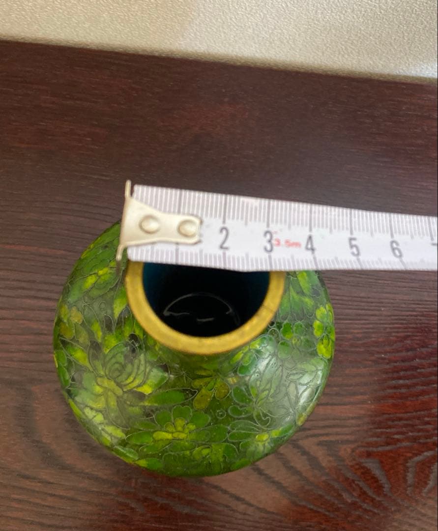 花瓶　七宝焼　翠色