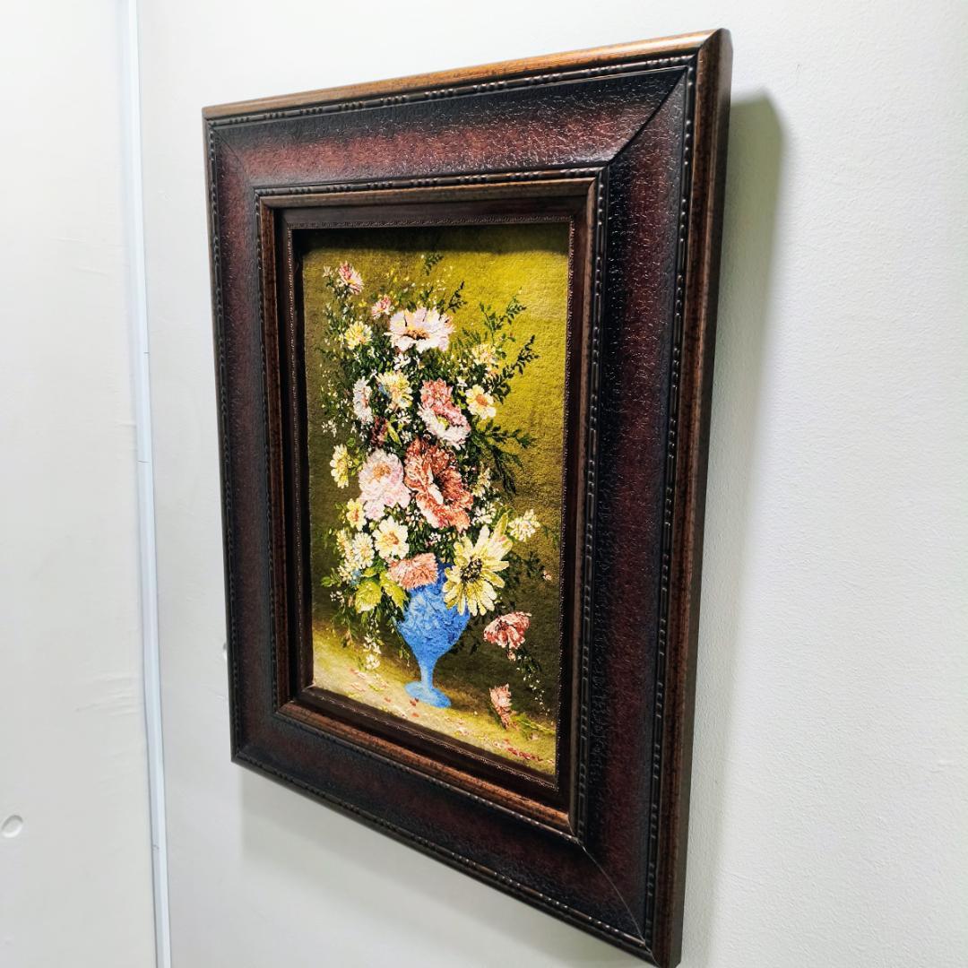 ペルシャ絨毯 タブリーズ 額入り 絵画絨毯 フレーム入り 花の絵