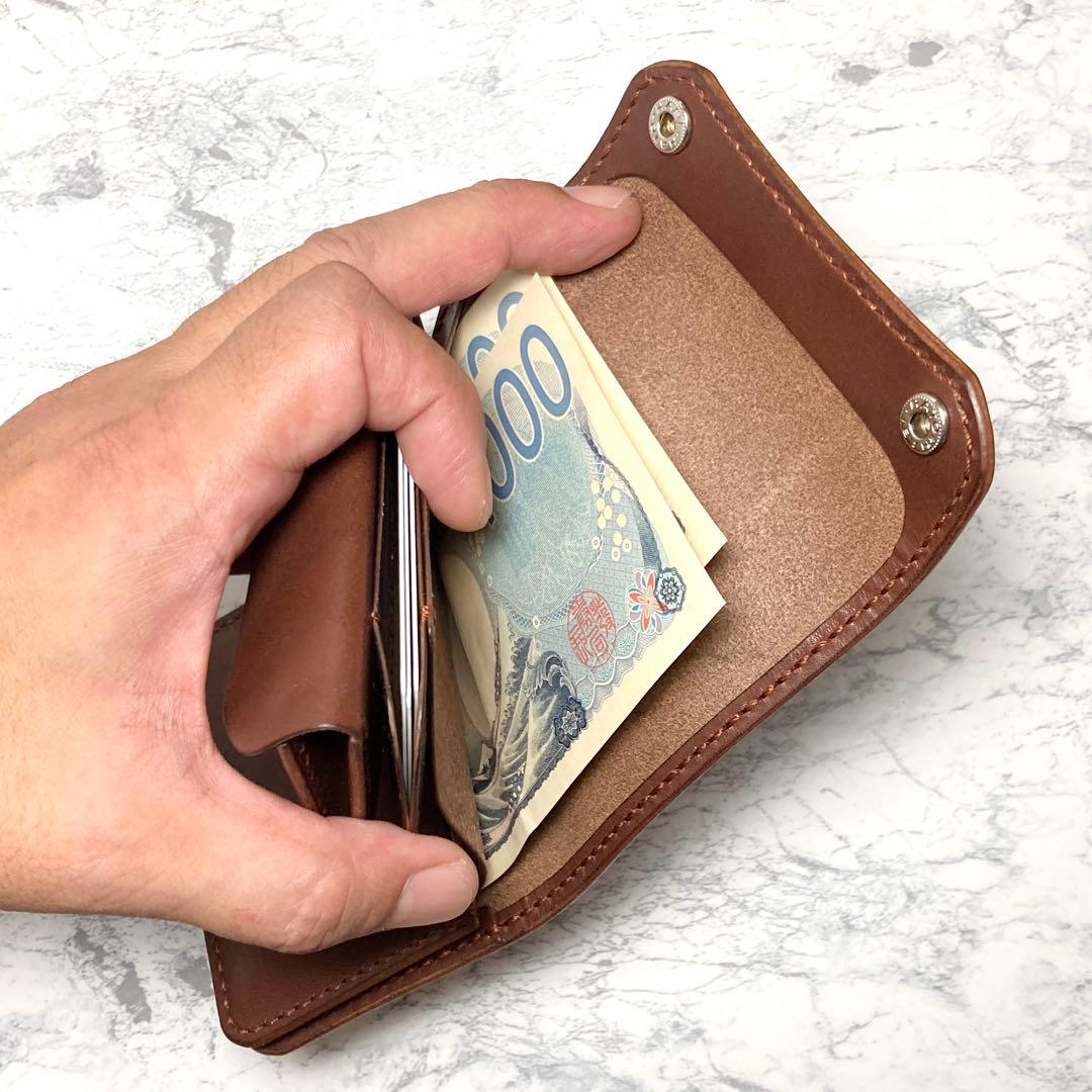本革 コンパクト財布 栃木レザー 三つ折り財布 ミニ財布 メンズ レディース 茶