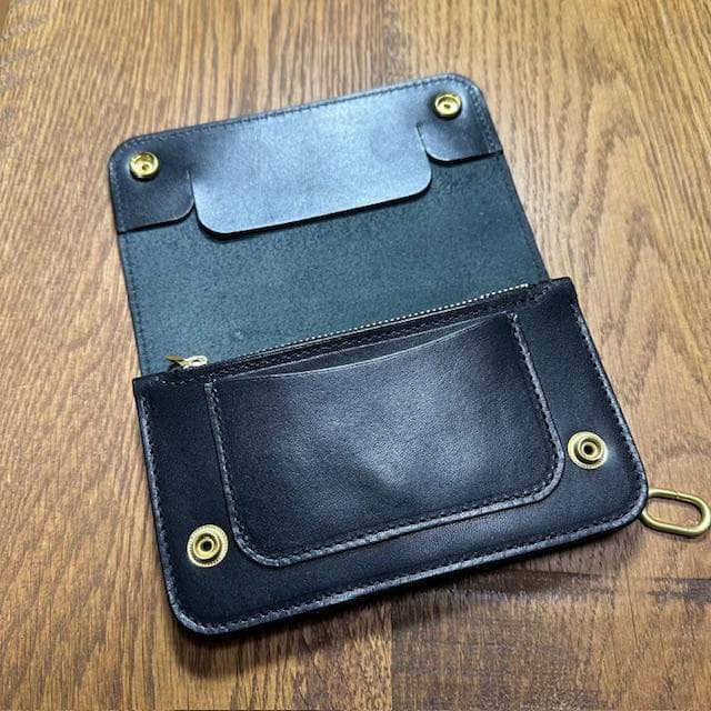 ゆうと　ミドルトラッカーウォレット　栃木レザーブラック