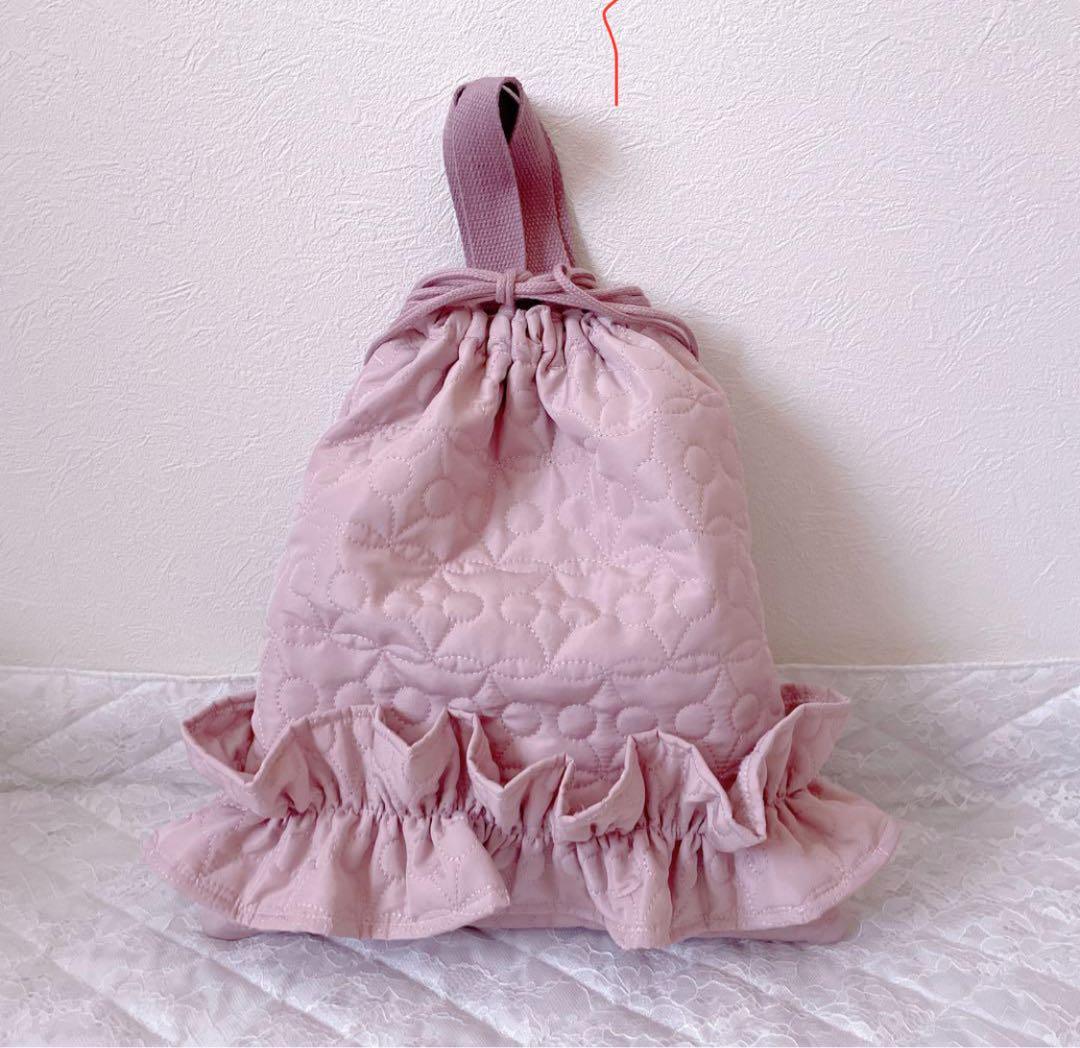 レッスンバッグ.体操服入れ.上靴袋3点セット♡さくらんぼキルティングくすみピンク