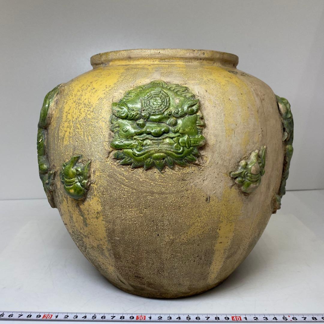 専用　中国唐三彩 獅子文壺 h28cm 東キ8-0303② タトサオ