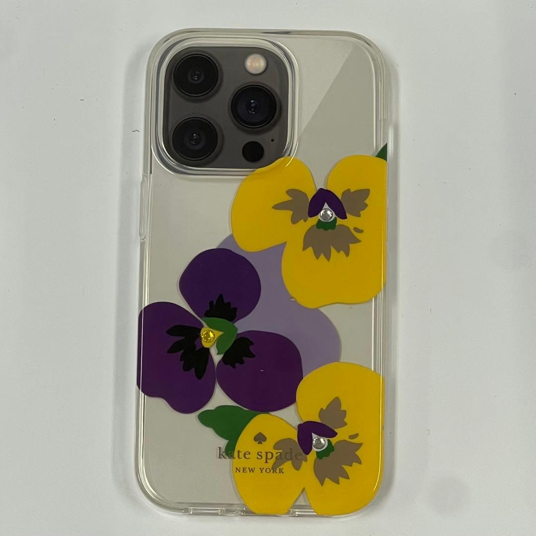 KATE SPADE iPhone14Pro ケース クリア フラワーKA543