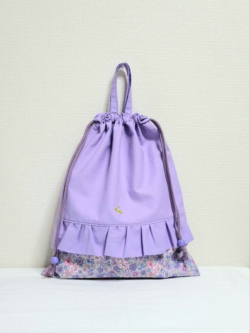 れいれい様☆専用96.入園入学セット　女の子　パープル 花柄 フリル付き