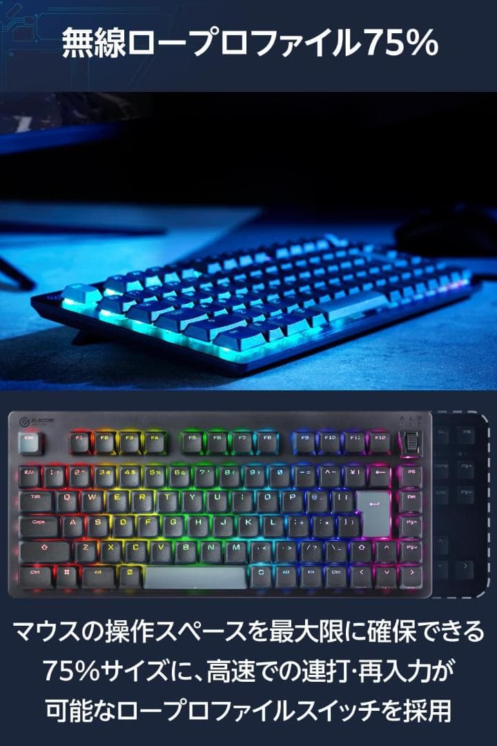 【使用期間3ヵ月】エレコム ゲーミングキーボード V custom VK520