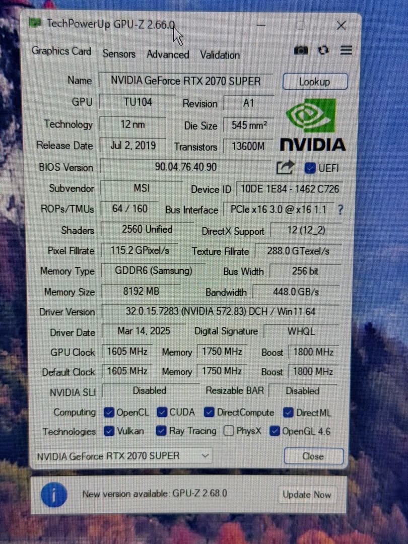 グラフィックボード・グラボ・ビデオカード MSI RTX2070SUPER GAMING X TRIO