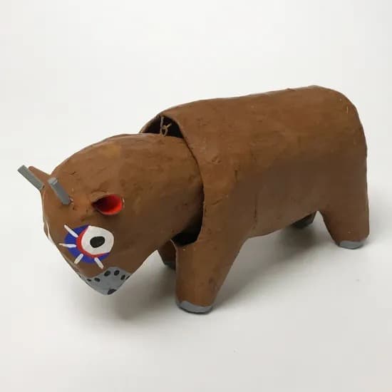 琉球張子『牛アーシ（首振り牛）』・古倉保文／フォークアート 郷土玩具 民藝