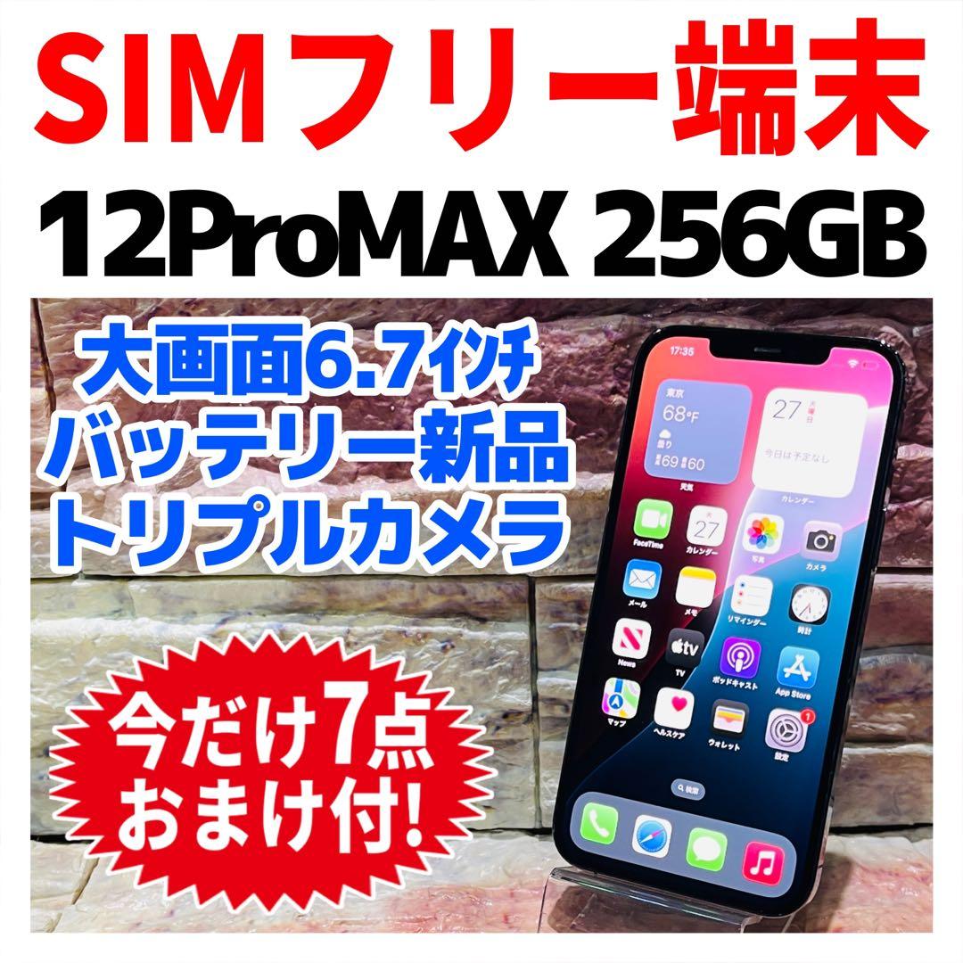 SIMフリー iPhone12ProMAX 256GB グラファイト 新品電池