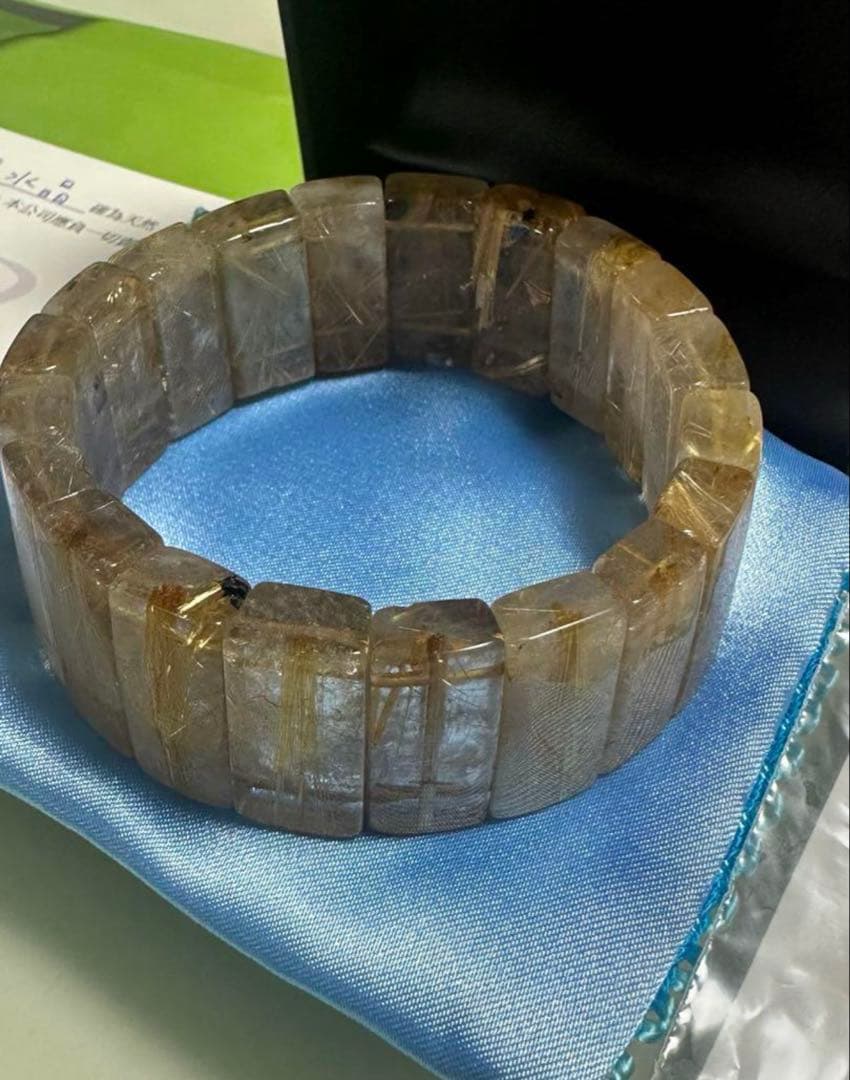 金髪水晶:金針ルチル24m m保証書付きパワーストーン台湾花蓮産新品同様