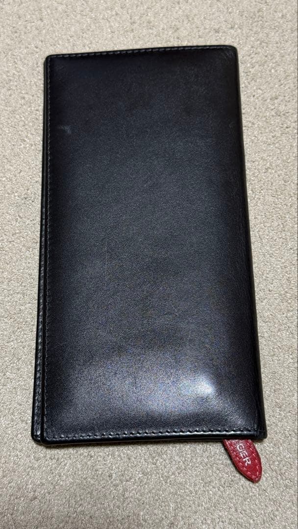 Ettinger（エッティンガー） 長財布 黒×赤 小銭入れ付き