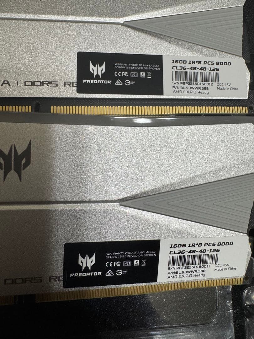 x*k様 PREDATOR HERA DDR5 8000 32GB (16GBx
