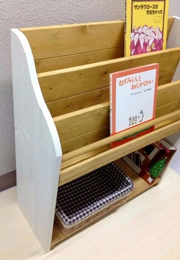 【サイズオーダー可】【引取可能】絵本棚（面出し3段+棚1段）幅64cm DP/W