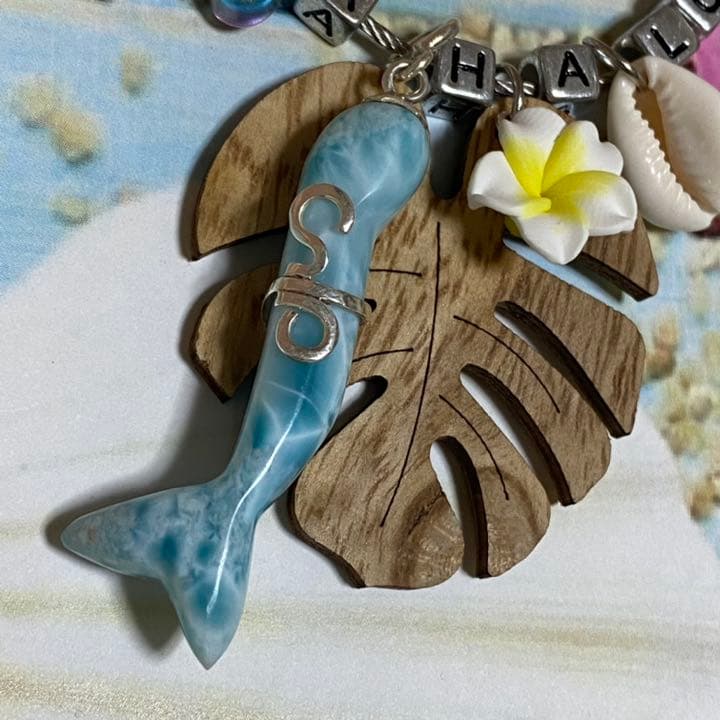 ラリマー×人魚のしっぽ⁂霜降り綺麗♡スケスケ⁂グレードアップキーリング377
