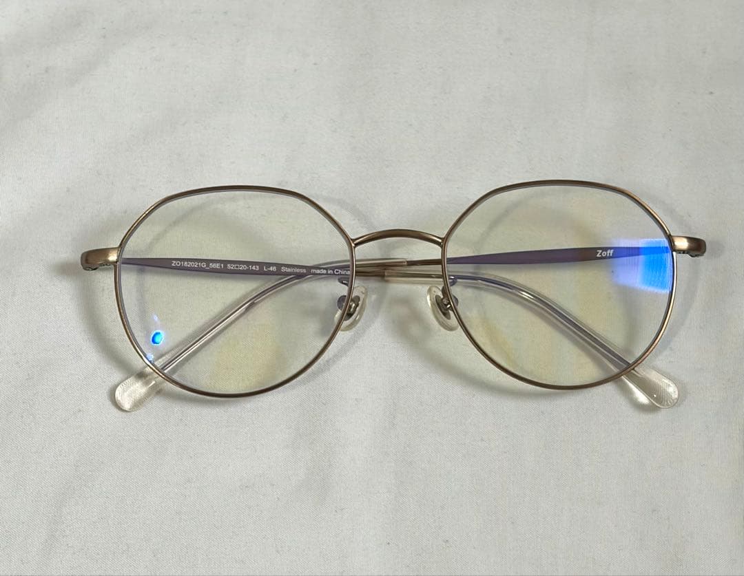 【美品】Zoff メガネ クラシック ゴールド ZO182021-56E1