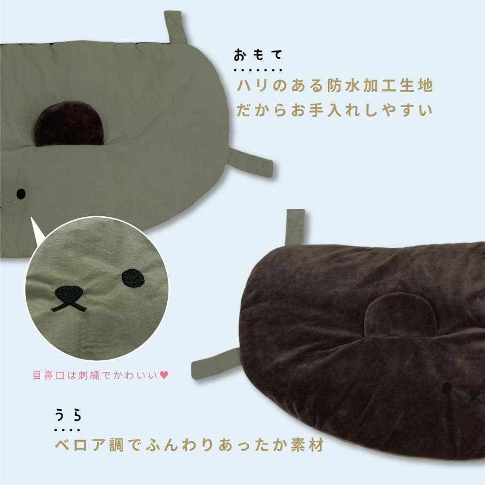 【3点セットＲ】カーキブラウン ペットカートクッション あごのせ枕 マット 防水