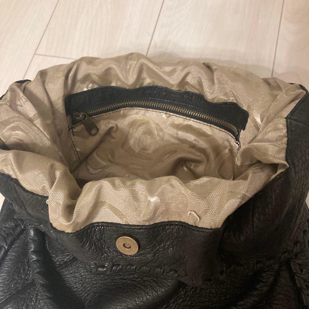 イビサ本革巾着バッグ