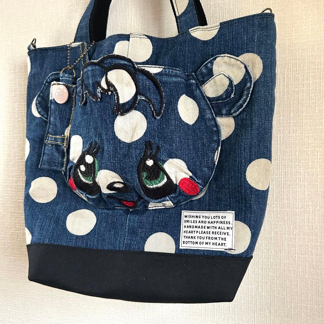 ま*！様 1点限り★デニムリメイク　トートバッグ　パンダ　水玉
