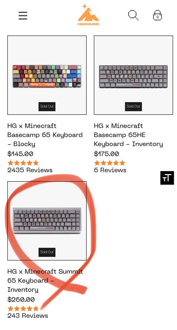 キーボード HIGROUND x Minecraft Summit 65