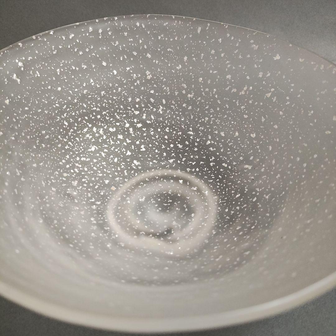 堀口硝子　ぎやまん銀散し茶碗　義山茶碗　ガラス茶碗
