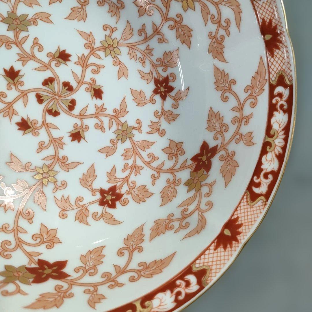 A1346-5/有田焼/其泉 作/金彩赤絵朱唐草文サラダボール3客/懐石道具/