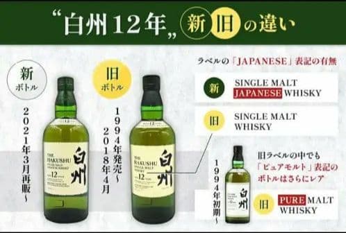 【希少！旧ラベル】白州 12年 シングルモルトウイスキー 700ml