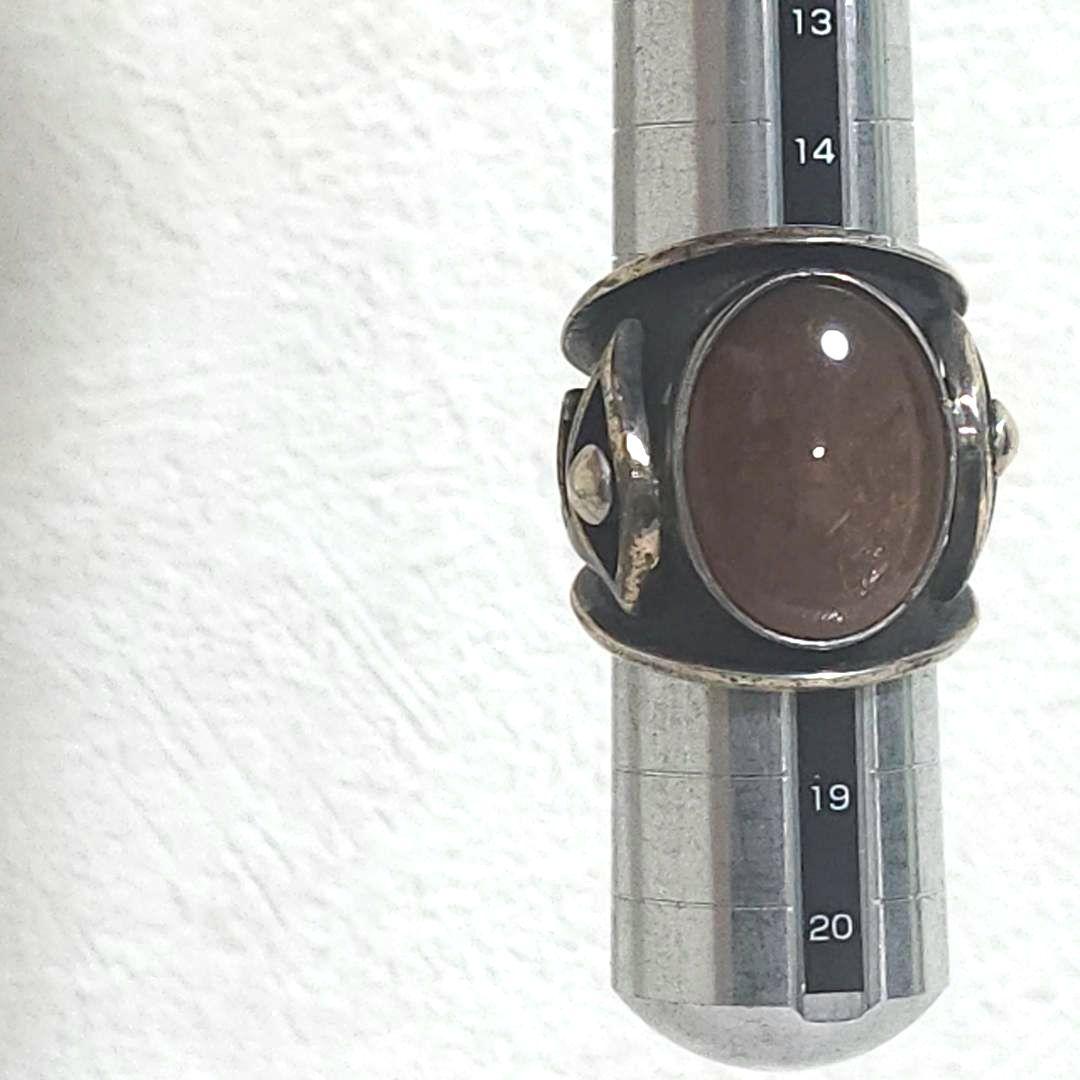 シルバーリング92.5 天然石 スカーフ留め ホルスの目デザイン サンストーン